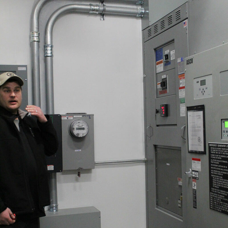 Vest shows off the building's mechanical room.