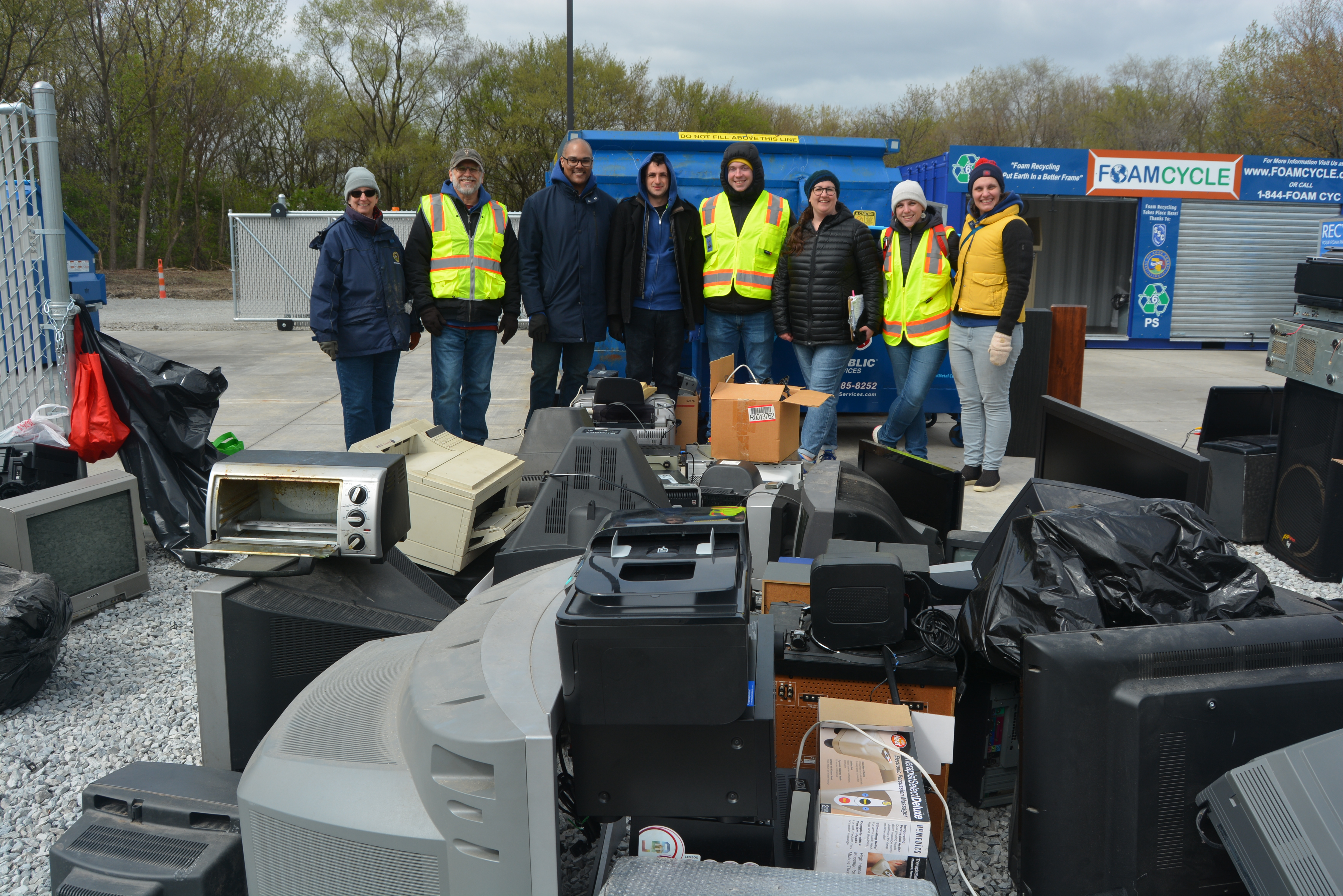 Cook County Department of Environment and Sustainability staff at the CHaRM Center (Center for Hard to Recycle Materials) in South Holland, opened Earth Day of 2023.